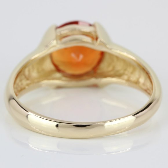 14k Yellow Gold Solitaire Orange Gemstone Ring - Picture 5 of 7